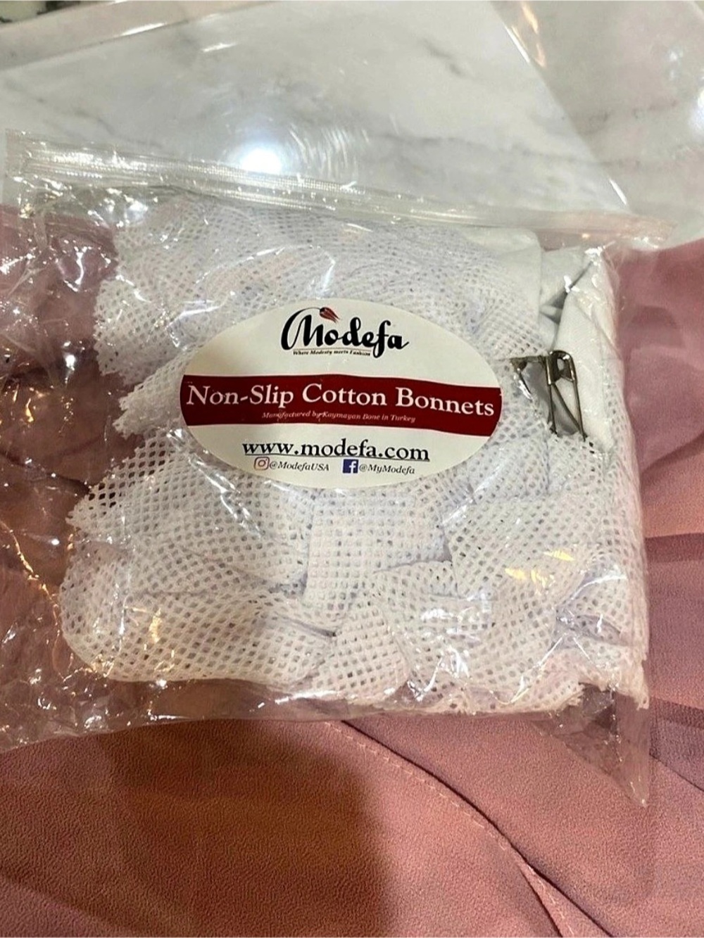 Modefa Non-Slip Cotton Bonnet Cotton White & Black
